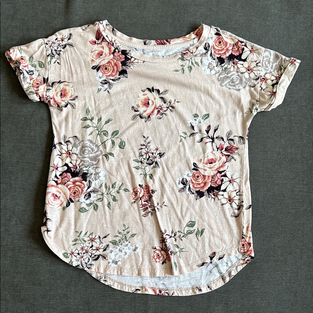 Maurices Beige and Red Floral Top
